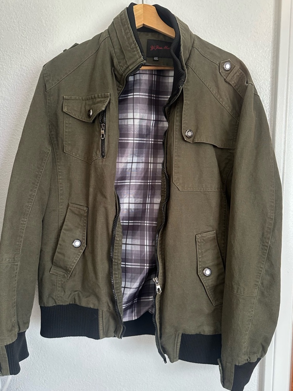 Men's Olive Green Casual Field Jacket - Medium